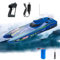 Goolsky 2.4GHz High Speed 30km/h RC Boat, Brushless Motor Turbojet Speedboat, Electric Racing Boat with Low Battery/Over Distance Reminder, Blue, Suitable for Kids and Adults