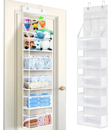 VERONLY PVC Hängeorganizer Tür Organizer mit Seitenwänden Hängend Bad - Hängeaufbewahrung mit 5 Taschen und 2 Metallhaken für Kinderzimmer, Schlafzimmer, Büro, Kleiderschrank(Transparent)