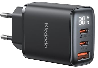 Digitalanzeige 30W USB C Ladegerät USB C Netzteil Schnellladegerät mit digitalem Display kompatibel mit iPhone 15 Pro Max, 16, 15, 14 Pro, 13, Galaxy S24 Ultra, S23, iPad, Tab A8, Pixel, HomePod