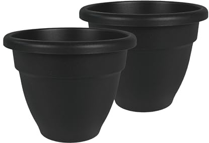 The HC Companies Lot de 2 Pots de Fleurs, Noir, 25,4 cm