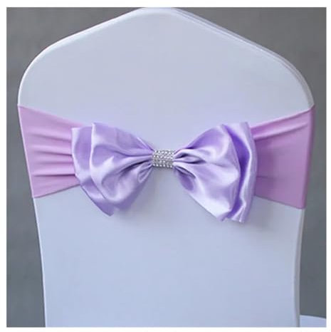 TMAOZW Chair Sashes 10pcs Made Wedding Satin Chair Sash Spandex Stretch Chair Bow Tie Band Suitable for Wedding Church Chair Aisle Bulk Decorations(Lilac)