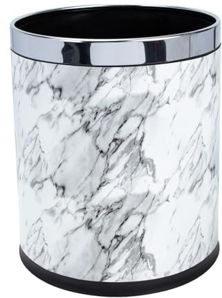 Cabilock Poubelle Marbrée Ronde Double Couche 3l En Plastique Blanc Marbre Antidérapante Pour Salle De Bain La Cuisine Maison