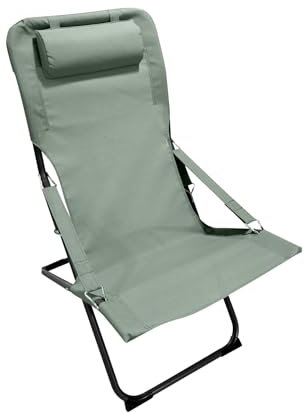 Rebecca Mobili Sedia Sdraio, Sedia da Esterno Reclinabile, Verde Grigio Scuro, Acciaio Poliestere, Salvaspazio, con Braccioli - Misure HxLxP: 88 x 63 x 83 cm - Art. RE7148