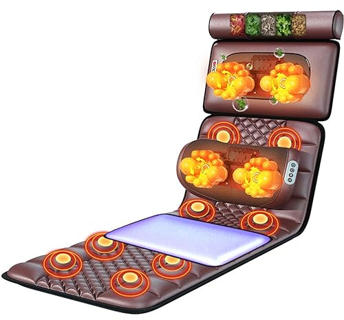 Ganzkörper erhitzte Massagematte, Massagematte mit 20 Hals Shiatsu Kneten Massageköpfe, 9 Modi 9 Level, erhitzte Matratzenpolster Vollkörpermassager Kissen für Nacken und Rücken Learned extensively