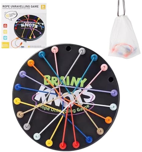 Twisted Rope Puzzle Game - Brainy Knots Brain Strategy Rope Challenge Toy, Interactive Strategic Knot Untying Toy, Board Puzzle Games for Family Gathering, Birthday Gifts for Kids 3+