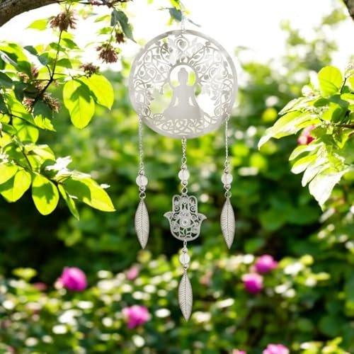 Epsom Door Handles Stainless Steel Hanging Dreamcatcher – 59cm | Boho Wind Spinner Ornament for Indoor and Outdoor Spiritual Décor (buddha)