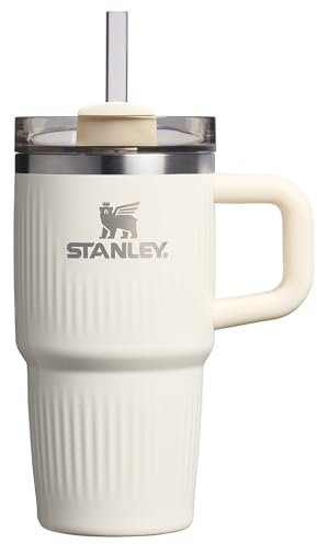 Stanley Quencher H2.0 Tumbler with Handle and Straw 20 oz | Flowstate 3-Position Lid | Cup Holder Compatible for Travel | Insulated Stainless Steel Cup | BPA-Free | Fluted Cream Gloss