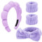 4 Stück Haarband Kosmetik,Spa Stirnband Make Up Schwamm Set Damen, Hautpflege Stirnband Waschen Gesicht Wristband Set Für Frauen Schönheit Mädchen Yoga Sport Dusche Make-up-Entfernung (Lila)