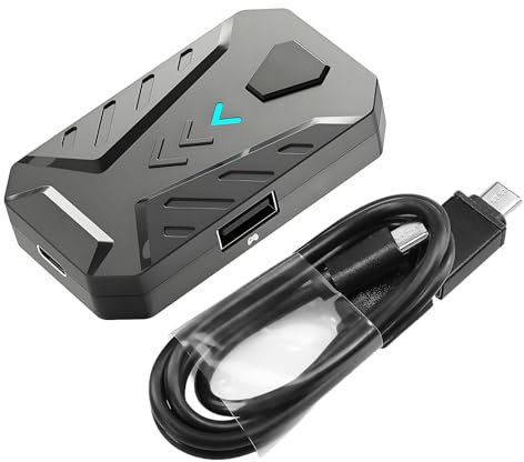Flylin Adattatore per tastiera mouse, convertitore plug and play controller con cavo di tipo C, tastiera portatile e convertitore mouse per PS3/PS4/X360/X-One