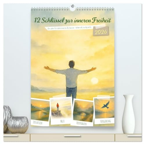 12 Schlüssel zur inneren Freiheit - Ein Jahr für dein inneres Zuhause – liebevoll, mutig, echt. (hochwertiger Premium Wandkalender 2026 DIN A2 hoch), ... und innere Stärke (CALVENDO Gesundheit)
