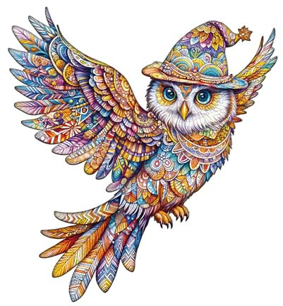 Blumuze Wooden Puzzle, Magic Owl Wooden Jigsaw Puzzles For Adults, Unique Shaped Animal Wood Puzzles For Adults Kids With Wood Gift Box 180pcs-L-34 * 31.1cm