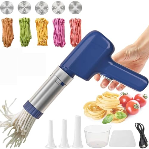 Idiyappam Maker Electric, Automatic Idiyappam, Multifunctional 5-in-1 Handheld Electric Pasta Maker, Portable for Home Kitchen, Travel (Blue)