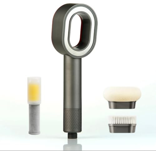 OhCleany® Duschkopf Set mit 2 magnetischen Reinigungsbürsten, Aktivekohlefilter & Vitamin-C- Filter mit Zitronenaroma Hochdruck Handbrause mit Filter entfernt,Chlor, Kalk und Bakterien - Wassersparend