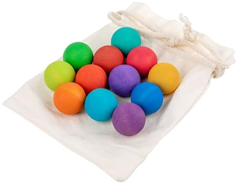 Wisylizv Regenbogen-Holzkugel | 12 Kugeln für Zählaktivitäten - Lernspiel für Babys, Greifen und Sortieren von kleinen Kindern, Aktivitäten zu Hause