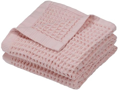 DEMMEX Lot de 2 essuie-mains turcs à tissage gaufré en coton bio pour salle de bain et cuisine, grand format 50,8 x 76,2 cm, 100 % coton certifié Oeko-TEX ultra doux, légers, à séchage rapide (rose