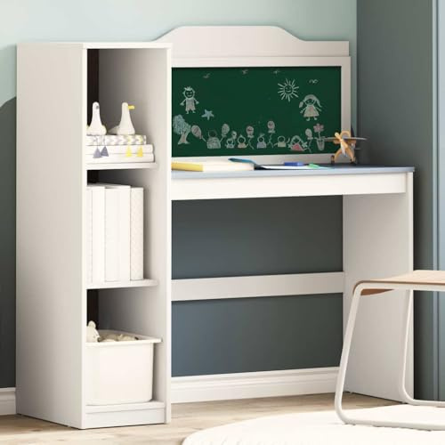 Owoxanthellate Kreidetafel Schreibtisch 120×45×118 cm, Holzwerkstoff, 3 Regale, Home Office Gaming Büro