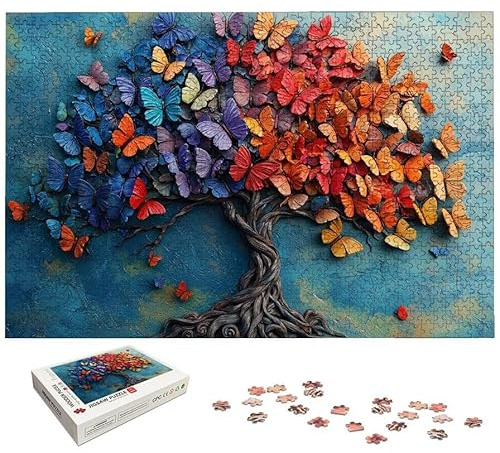 Puzzle 1500 Pièces Adultes, Puzzle 1500 Pieces Fleur pour Adultes, Grand Puzzles Bois Arbre de Vie avec Boite, Jeu de Concentration pour Toute la Famille, pour Décoration Maison, Cadeau Femme, -6093