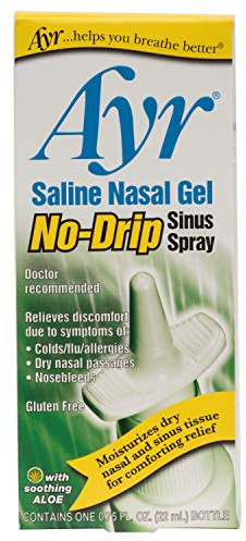 Ayr Saline Nasal Gel No-drip Sinus Spray With Soothing Aloe Vera, 0.75 Fl Oz Spray Bottle, (Pack of 1)