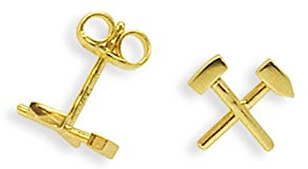 Einzel-Ohrstecker per Stück Bergmannszeichen echt 14 Karat Gold 585 (Art.602031/811126)