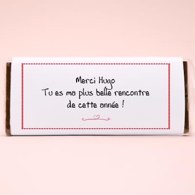 Tablette de chocolat au lait originale et personnalisable avec le Message de votre choix - Déclarez votre amour avec du chocolat ! - Chocolat personnalisé - Cadeau Saint-Valentin