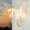 Licht-Erlebnisse Außenleuchte mit Bewegungsmelder Aluminium Glas Weiß IP44 Garten H:39 cm E27 Laterne Sensor Rustikale Wandlampe Außen PARIS