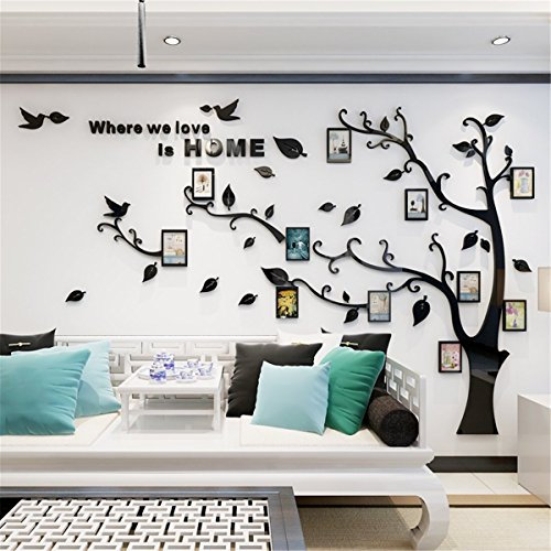 OAMORE 3D Cadres photo Arbre Murales Murales Énorme Famille Photo Cadre Stickers Muraux Art Autocollants pour Maison Cuisine Chambre Salon Décor (XXL, Style4)