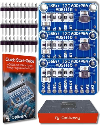 AZDelivery 5 x Kompatibel mit ADS1115 ADC Modul 16bit 4 Kanäle kompatibel mit Arduino und Raspberry Pi inklusive E-Book!