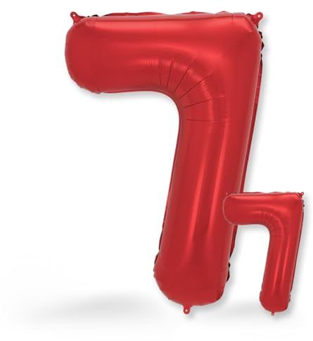 FUNXGO® folienballon 7 rot - 2 Stück - 42 & 17- Luftballon Zahl 7 - Zahlen rot Ballon 7 Deko zum Geburtstag, Hochzeit, Jubiläum oder Fest, Party Dekoration -100cm & 38cm- Ballon rot 7