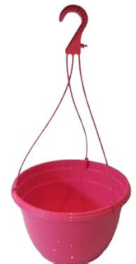 The Flowerpot Men 27CM PLASTIC HANGING POTS BASKETS PLANTERS X3 (x3, Pink)