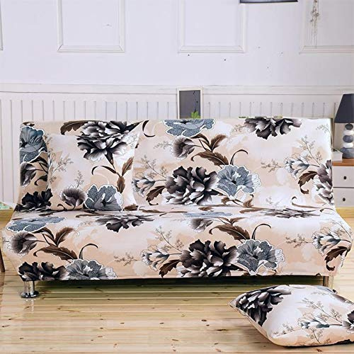 Armlose Sofabezug,All-Inclusive Blumen Ohne Armlehne Schlafsofa Bettdecke, Elastischer Sofa Cover Ohne Armlehnen Sofa überwurf (K023,185-215cm)