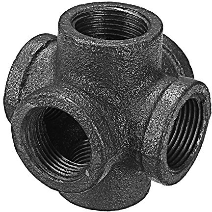 TuToy 1/2 '3/4' 1 'Raccordo Per Tubi A 6 Vie Ferro Malleabile Connettore Doppio Per Tubo Femmina A Doppia Uscita Nero - 1/2 Pollice