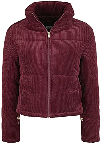 Urban Classics Giacca da Donna Corduroy Puffer, Bordeaux, S