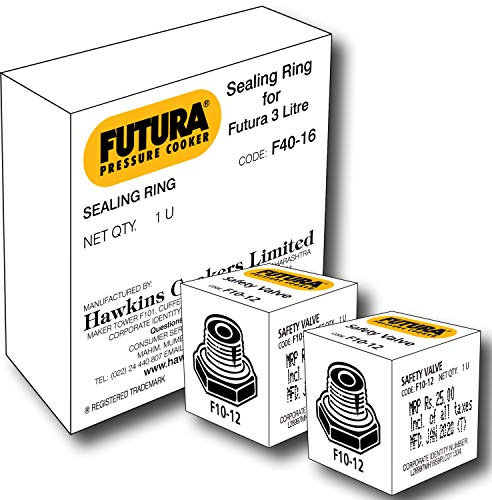 Hawkins Futura Joint en caoutchouc pour autocuiseur 3 l et soupape de sécurité Noir