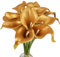 Künstliche Mini-Calla-Lilien, 10 Stiele, Brautsträuße, künstliche Latex-Blumen, fühlt sich echt an, für Zuhause, Party-Dekoration (Gold)