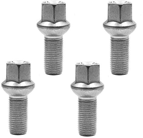 UKB4C 4 x EVO5 17mm M14 x 1.5 Replacement Alloy Wheel Silver Bolt Nut for Audi Seat VW