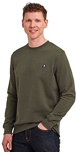 TOG24 Mellor Supersoft Mens Crew Neck Sweater with Ribbed Cuffs, Hem and Neck Dark Khaki