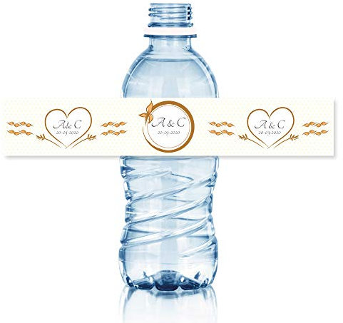 15 Autocollants de bouteille personnalisés pour les mariages et les célébrations. Étiquettes avec un nom à coller sur les bouteilles d'eau 33 cl. Résistant à l'eau.