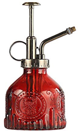 LA TALUS Arrosage En Verre Transparent De 200 Ml, Petit Arrosoir Décoratif Spritzer De Style Vintage, Cadeau Pour Plante D'intérieur Extérieure Pour Jardin, Plantes, Nettoyage rouge