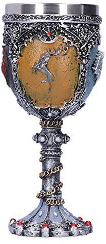 Alvinlite Kelch, Mittelalter Weinkelch Trinkbecher Edelstahl Whisky Glas Retro Becher Halloween Bar Party Supplies, Kunstharz mit Edelstahl, 18 cm