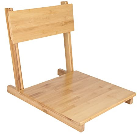Tragbarer Bambus-Bodenstuhl, Glatt Polierter Tatami-Stuhl mit Neigbarer Rückenlehne, Japanischer Beinloser Bodensitzstuhl, Phyllostachys Pubescens Japanischer Raumstuhl für Wohnzimmer,(Primärfarbe)