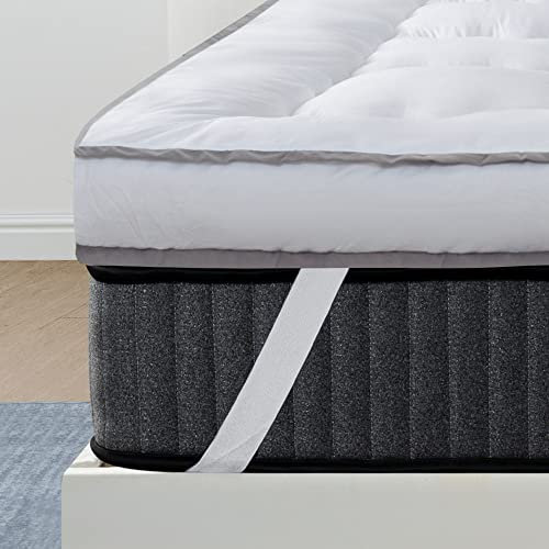 QUEEN ROSE Mattress Topper Full, 3 Inch Cooling Pillow Top Mattress Topper, Breathable Sleeping Bed Pad Topper Covers, Plush Quilted Snow Down-Like Fill for Back Pain Relief and Soft Sleep