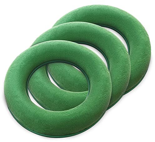 3x Steckschaum Steckschwamm Ring Ø 25 cm rund mit Auffangschale - Nasssteckschaum Steckmoos Steckmasse für Frischblumen Blumen Gesteck Blumenstrauß - Schaumstoff Basteln Adventskranz Hochzeit Deko