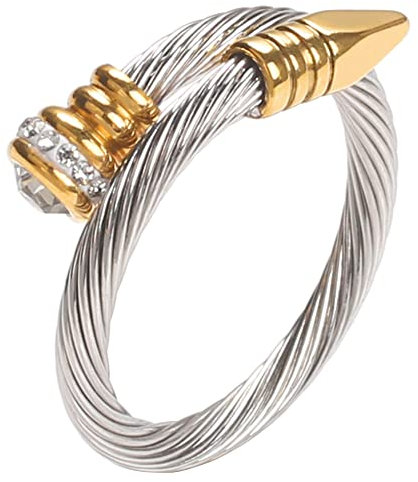 Dorriss Ring for Women Adjustable Cable Nail Rings Open Stackable Cubic Zirconia Vintage Designer Fashion Jewelry Girlfriend Wife Mom Gift, Stainless Steel, zircon