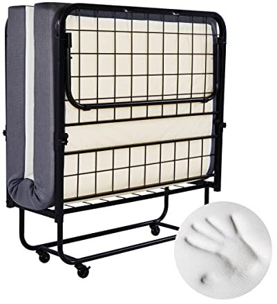 Heyward 12.7 cm großes Klappbett,Doppelbettgröße Memory-Schaumstoff-Matratze mit Rahmen, atmungsaktive Netzseiten und rutschfester Unterseite,190 cm Lx96 cm Bx43 cm H