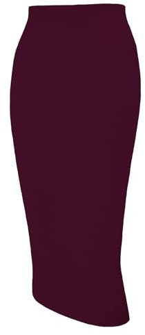 Tapata Damen Bleistiftrock Midi Kurz Hohe Taille Stretch Figurbetont Rock Business mit Schlitz Bleistift Rock Knielänge, Burgundy, Medium