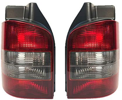 HZ-DESIGN Set Rückleuchten Heckleuchten Rücklicht Links + Rechts in Smoke nur für FZ mit Heckklappe kompatibel mit T5 Bus