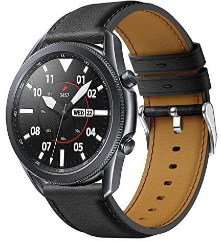 Syxinn 22mm Leder Armband Kompatibel für Samsung Galaxy Watch 46mm/Galaxy Watch 3 45mm/Gear S3 Frontier/Classic Armband Uhrenarmband Ersatzarmband Lederband für Herren Damen