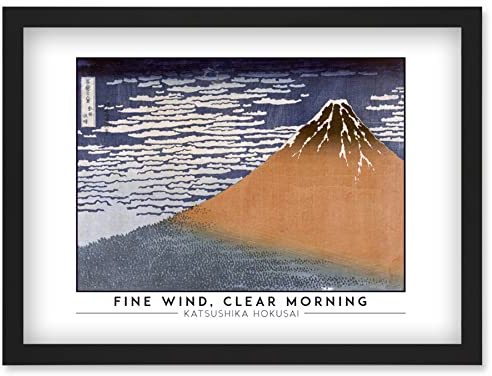 Wee Blue Coo Katsushika Hokusai Fine Wind, Clear Morning Mount Fuji Painting Artwork Framed Wall Art Print A4