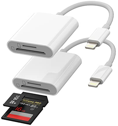 Micro SD TF Lightning Adapter für iPhone (2er Pack) Kartenleser Kamera Speicher Zubehör kompakt Foto für Apple MFi für iPhone 11 12 13 14 Pro Max für iPad Air Mini 2020 OTG Transfer Set mobil schnell