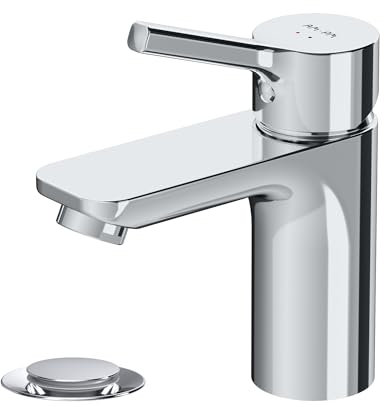 Mitigeur de Lavabo avec Bonde Clic Clac, Robinet de Lavabo à économie d'eau, Hauteur du bec 79 mm résistant aux rayures, Chromé, Facile à nettoyer (X-Joy S, FXB82100) AM.PM